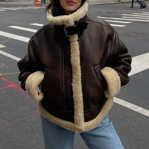 Zara Double Faced Sherpa Jacket Size S - Picture 2 of 7